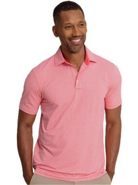 NWT Southern Tide M’s Large Brrr Meadowbrook Stripe Polo in Snapper Red (1083)